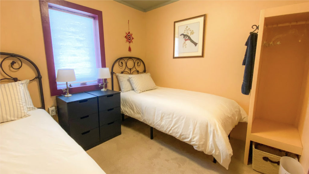 The bedroom at the Ancient Springs Retreat Center in Sedona, Arizona